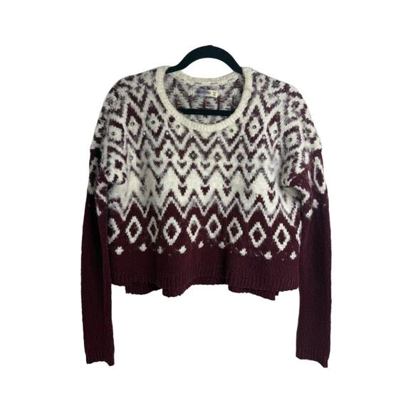 VTG RARE 90s Y2K Abercrombie & Fitch Boxy Nordic Fair Isle‎ Ski Lodge Sweater SM - Picture 2 of 6
